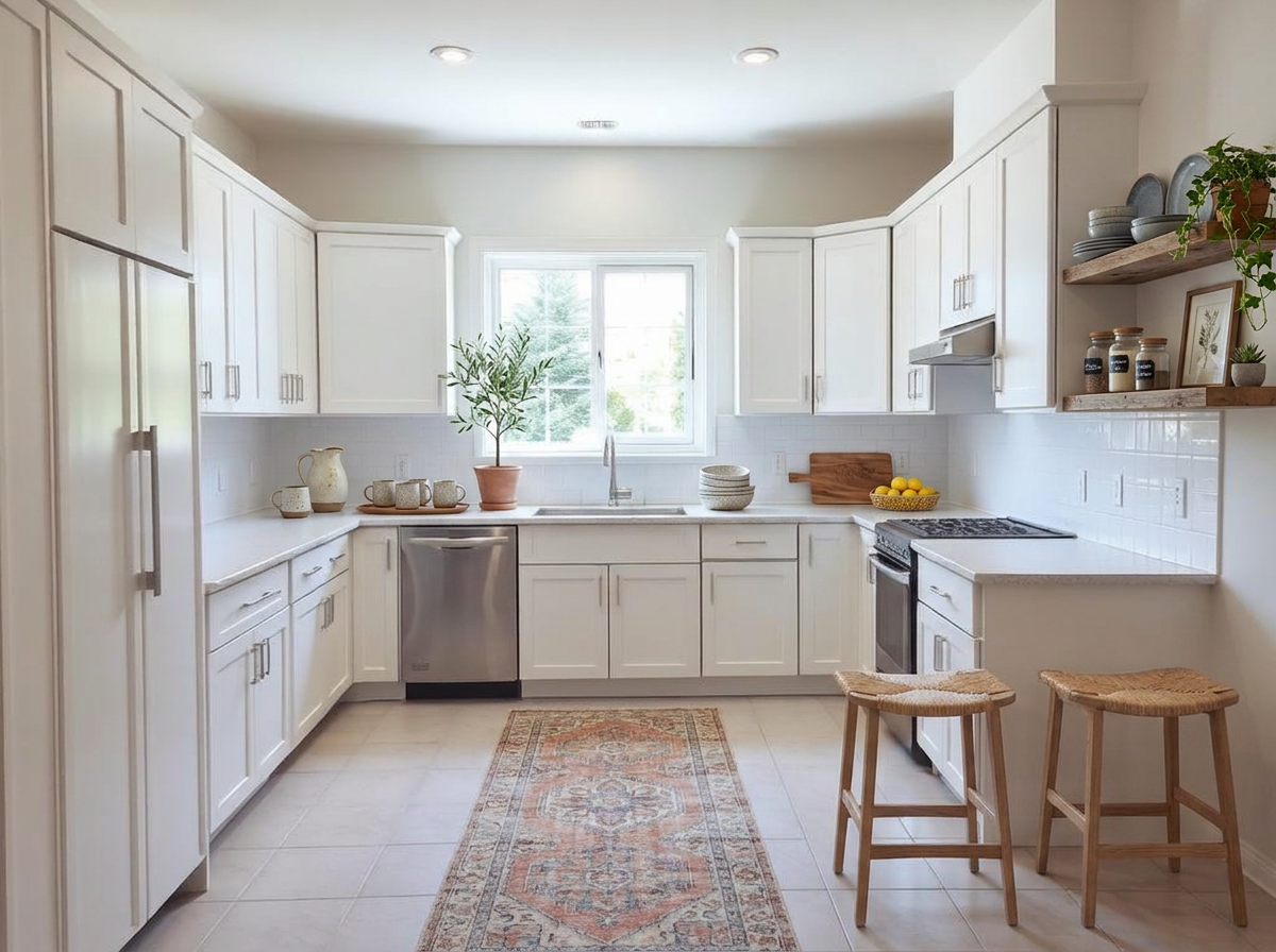 kitchen virtually staged in modern farmhouse style