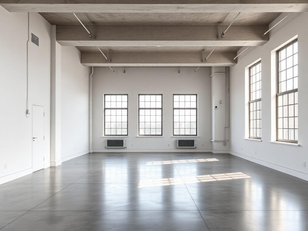 Empty loft studio before virtual staging