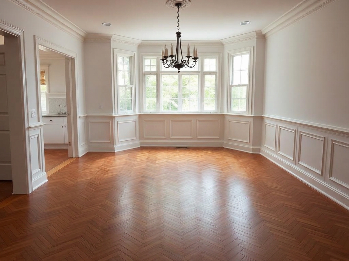 Empty dining room before virtual staging