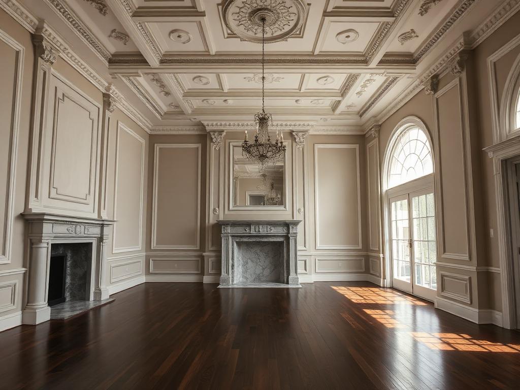 Empty formal living room before virtual staging